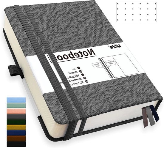 Notizieboon A5 a punti con 360 pagine - 100g/m² - Ideale per ufficio, scuola e casa - Grigio