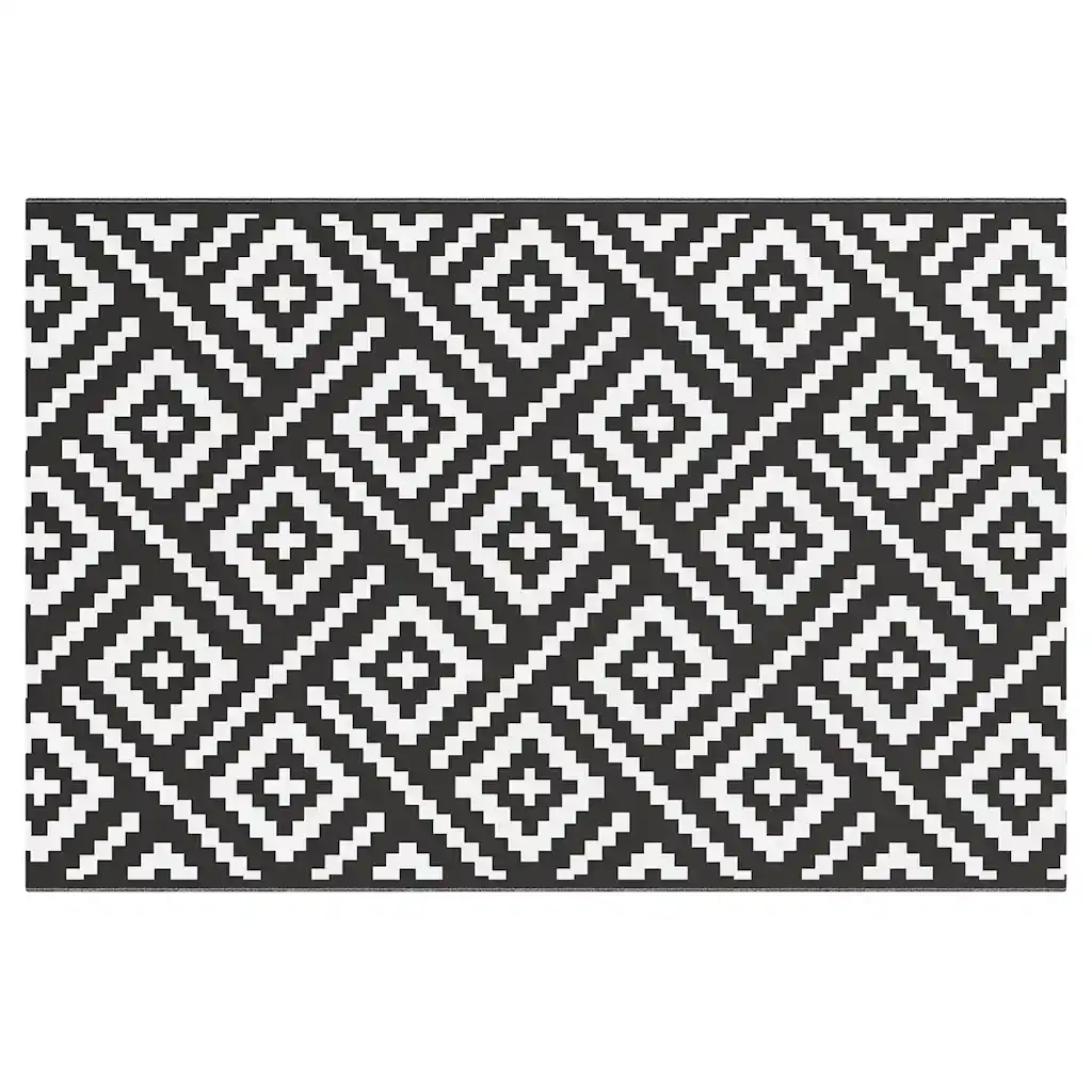 Tappeto da Esterni ARAKIL Bianco e Nero 120x180 cm in PP 368572