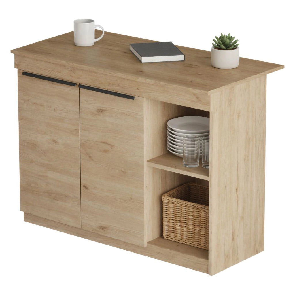 Mobile Dispensa Corsico, Isola da Cucina 2 Ripiani, 120x60x88h cm Marrone Rovere