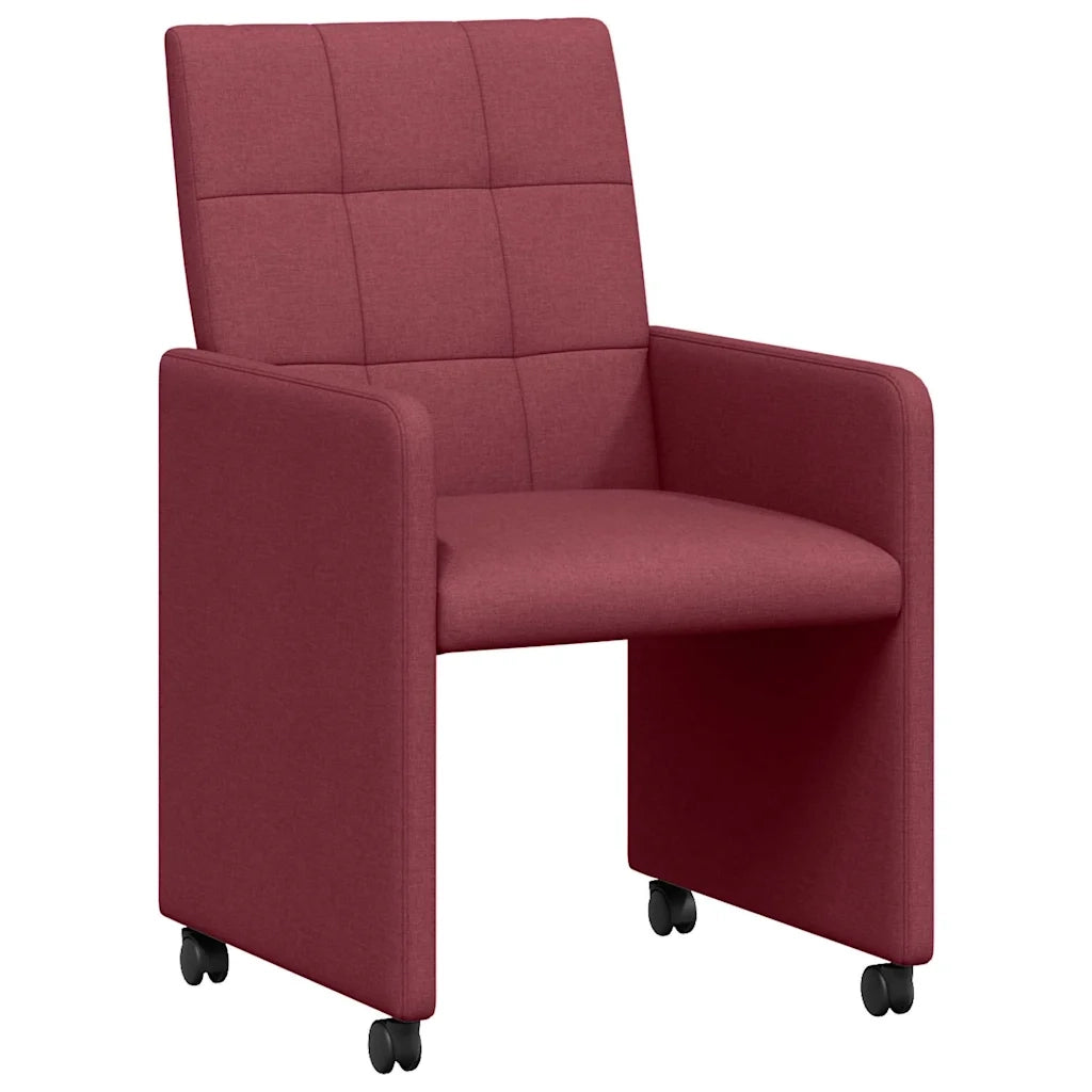 Sedie da Pranzo con Ruote 2 pcs Rosso vino 58 x 65 x 94 cm 42017832