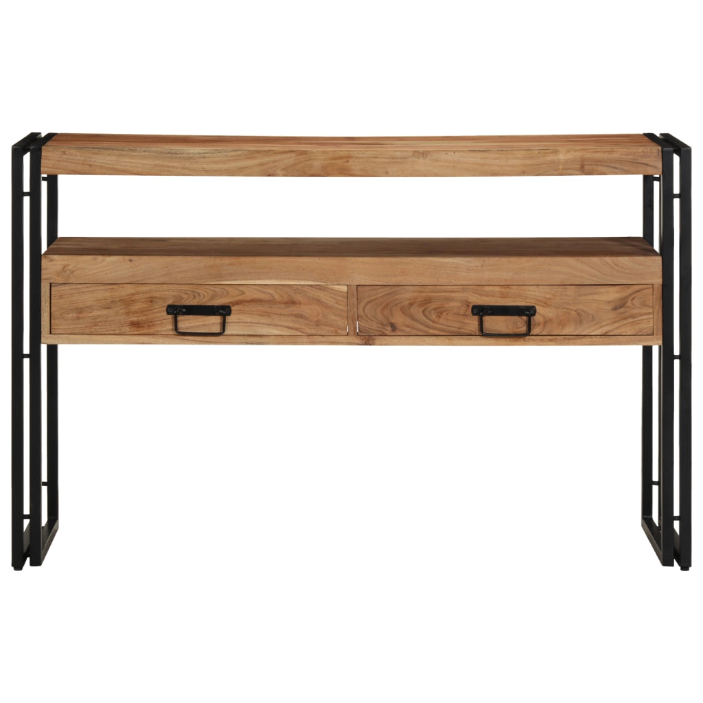 Tavolini  Neri 120x33x75 cm in Legno Massello di Acacia e Metallo