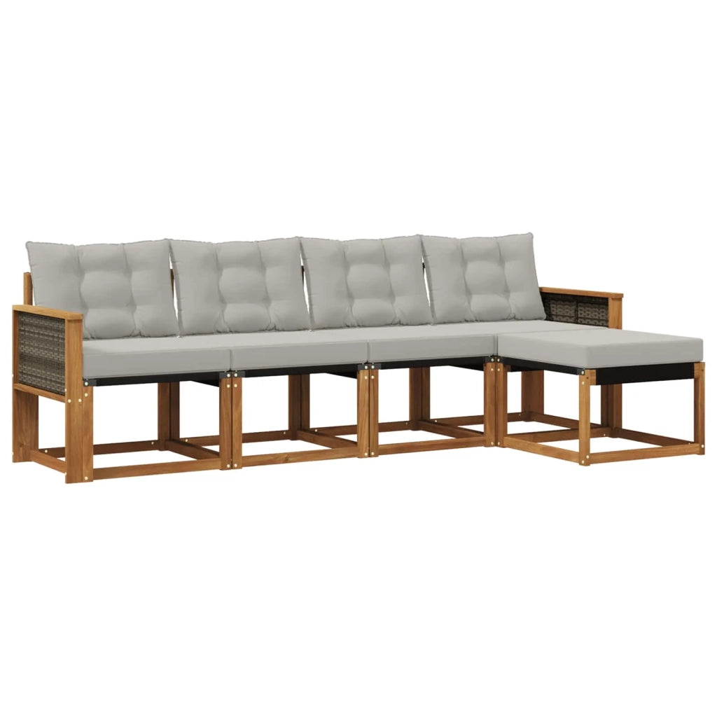 Set di divani da esterno 5 pz Naturale e Grigio Chiaro 3381883