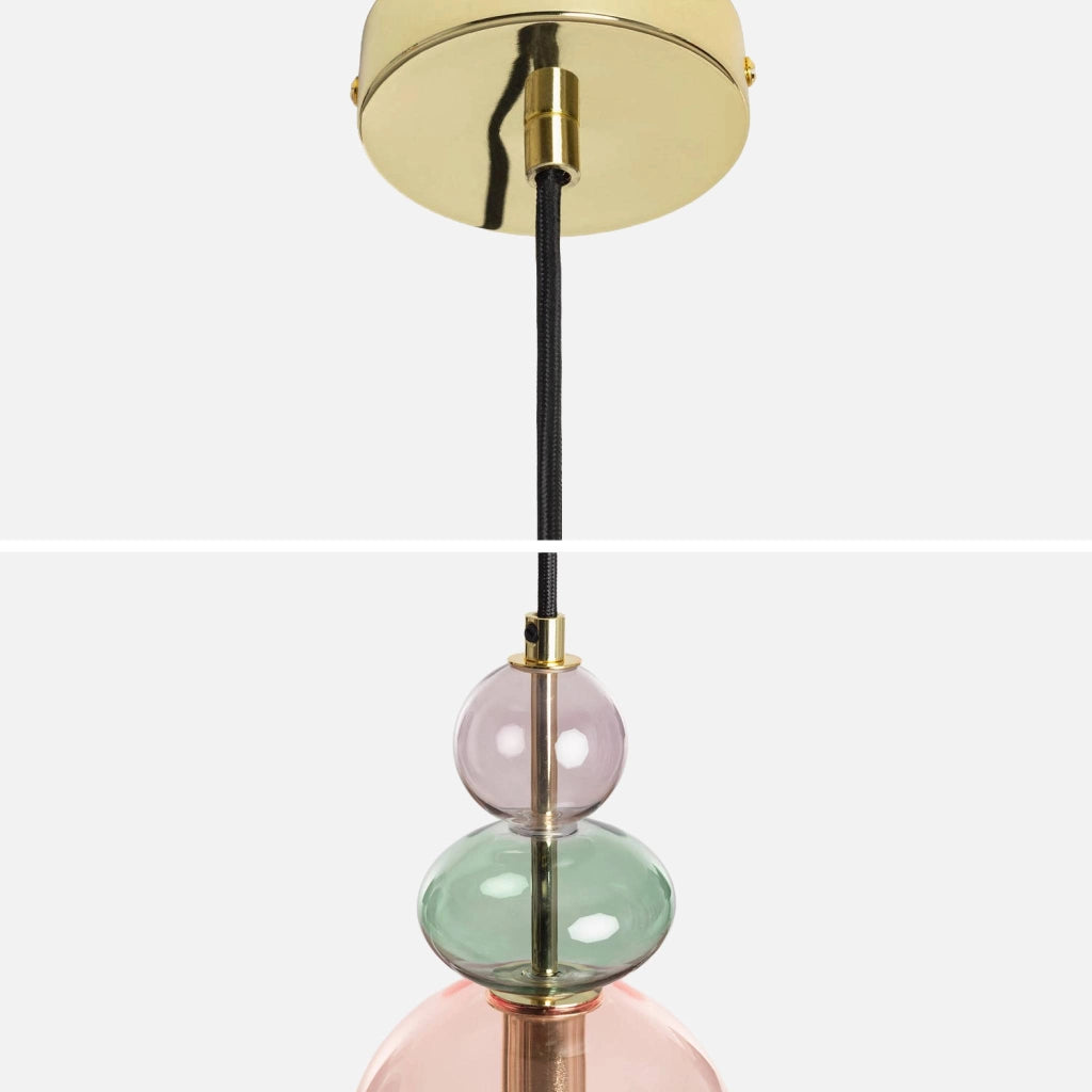 Lampada a sospensione in vetro, ø15cm, rosa