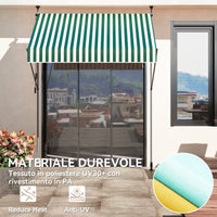 Tenda da Sole a Manovella Autoportante 2x1,2 m in Poliestere Verde e Bianco