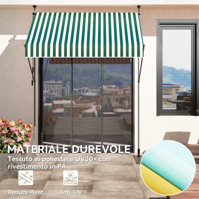 Tenda da Sole a Manovella Autoportante 2x1,2 m in Poliestere Verde e Bianco