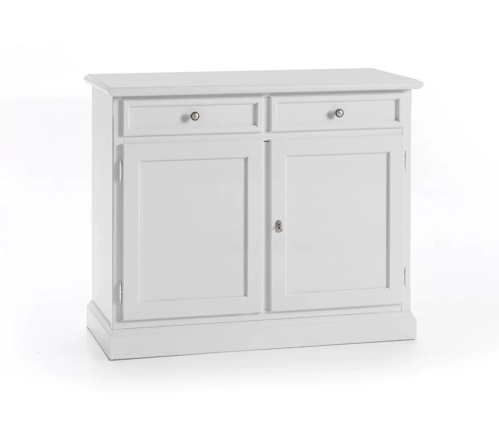 Madia credenza 2 porte 2 cassetti arte povera bianco sporco l.105  p.42 h.85 - Mobili 2G
