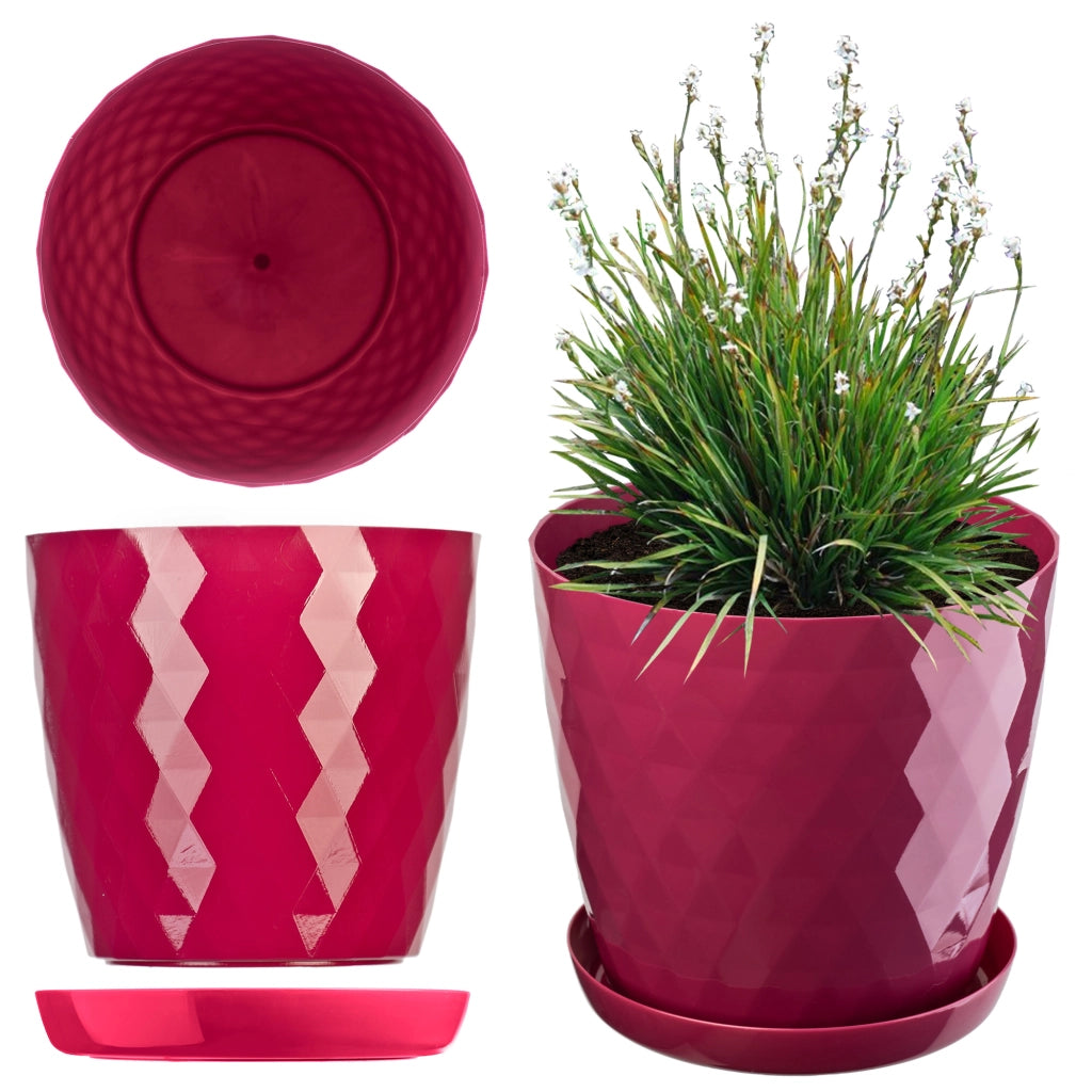 Vaso da fiori in plastica KADAX con supporto, coprivaso, 25 cm, rosa, Kadax