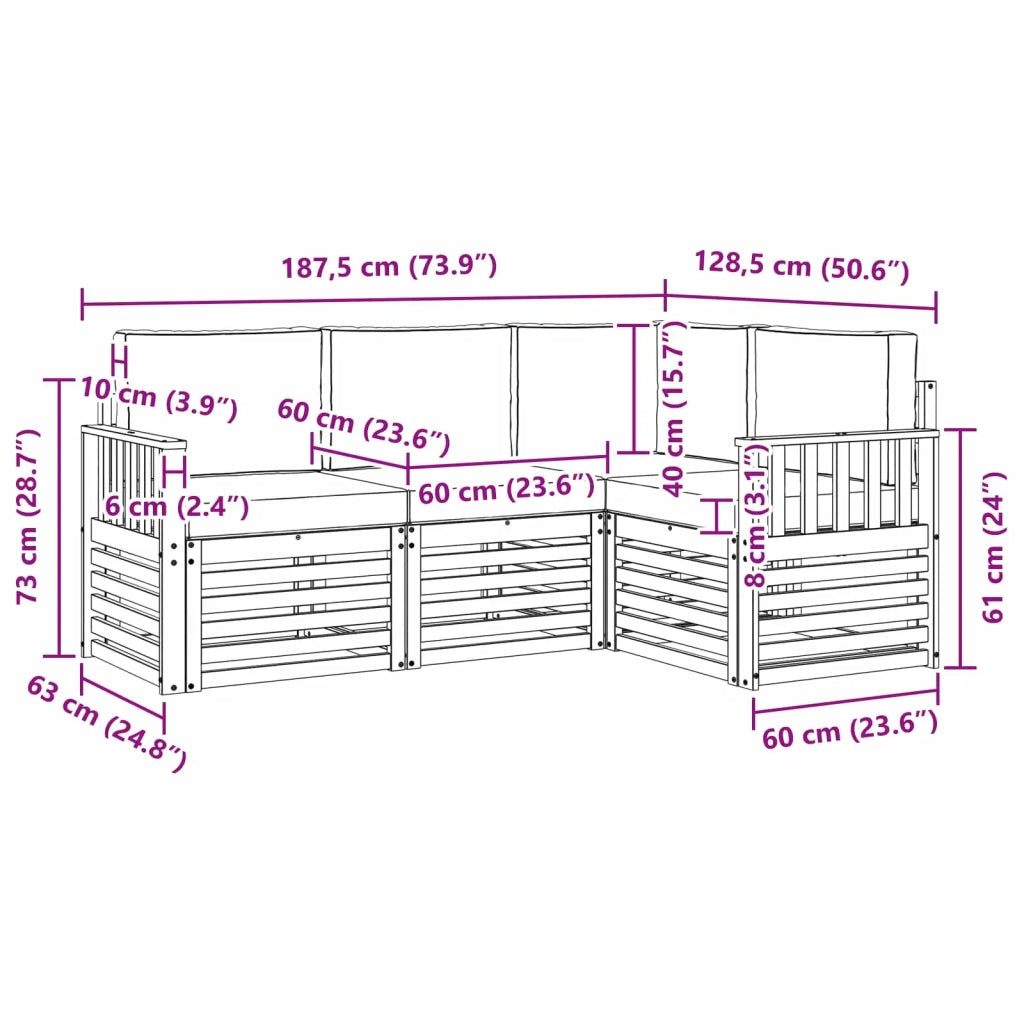 Set di divani da esterno 4 pcs Bianco e Antracite