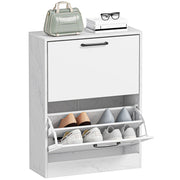 Armadio per scarpe con 2 ante a specchio e ripiani regolabili ¨C zephmum ¨C 60x24x80 cm bianco