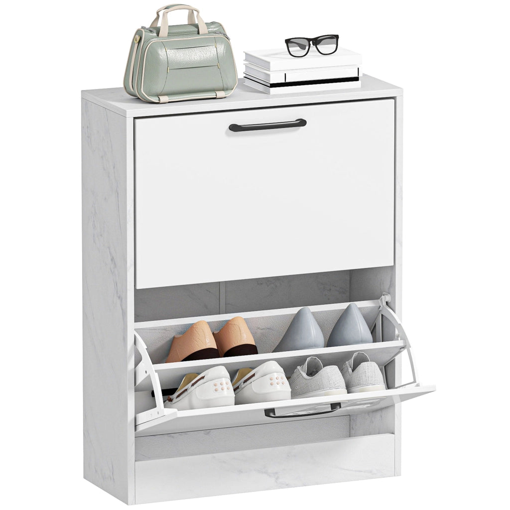 Armadio per scarpe con 2 ante a specchio e ripiani regolabili ¨C zephmum ¨C 60x24x80 cm bianco