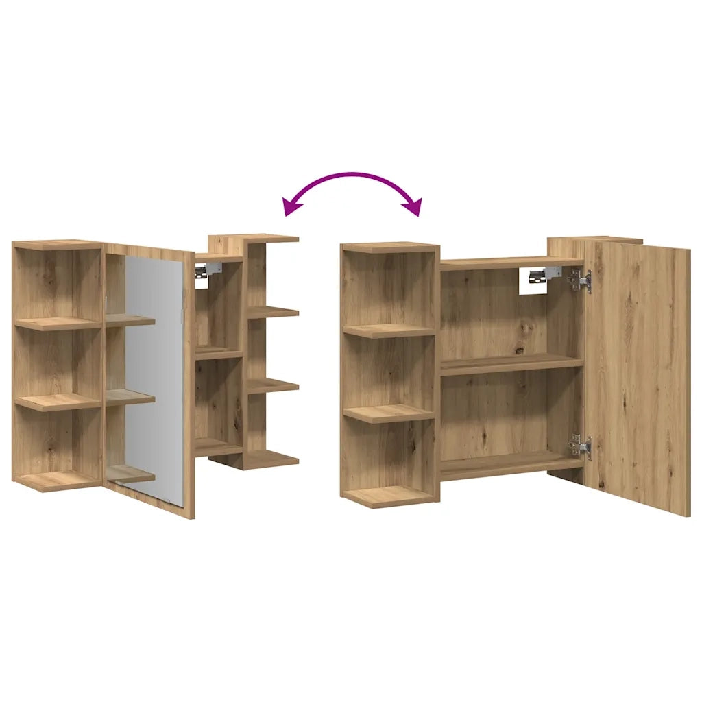 vidaXL Mobile da Bagno Specchio Rovere Artigianale Legno Multistrato