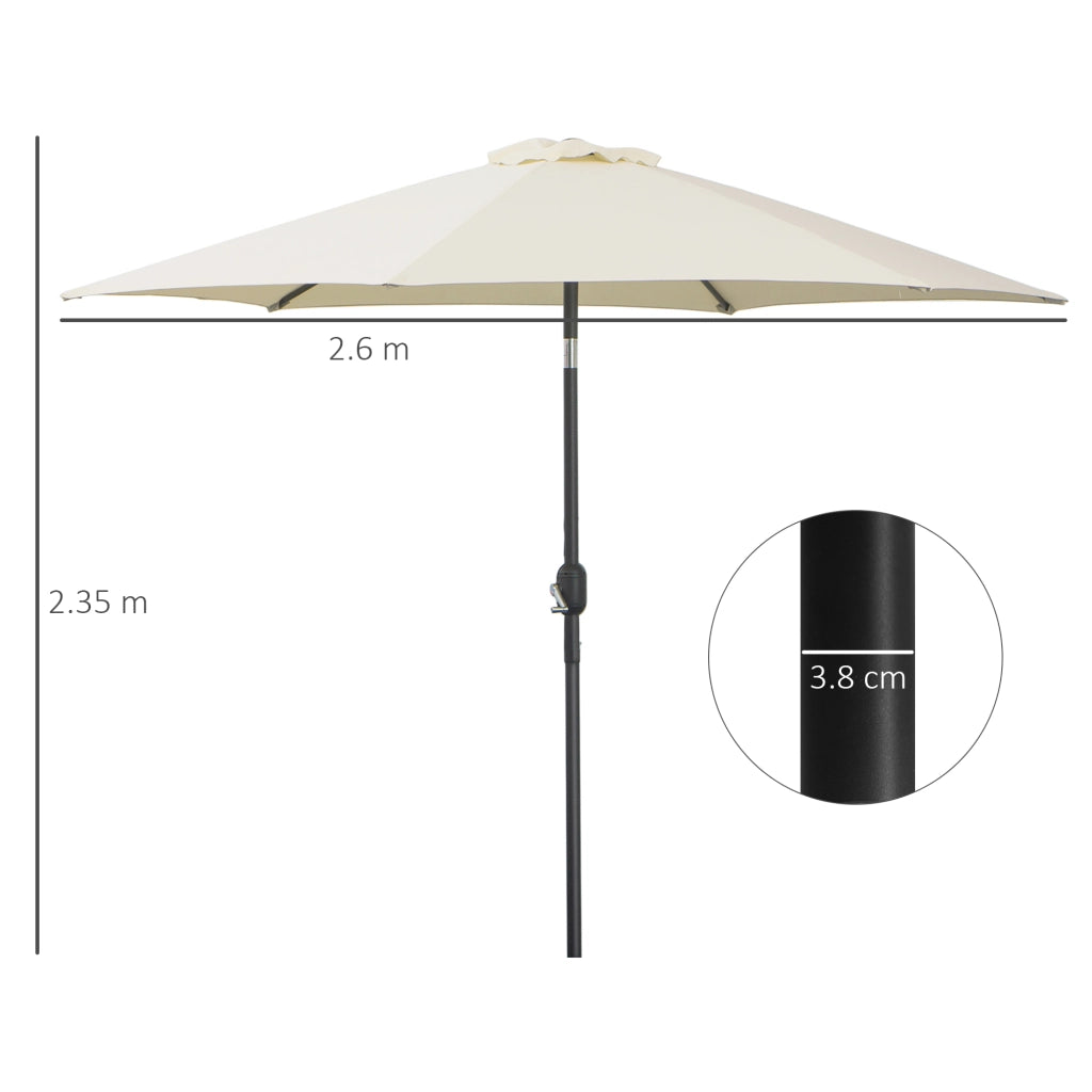 Ombrellone articolato Parasole da giardino con manovella 2.6 m Alu Polyester 180/㎡ Beige ideale per giardino e patio