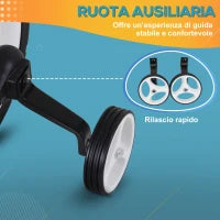 Bici Senza Pedali per Bambini da 2-5 Anni con Sellino Regolabile, Ruote Ausiliarie e Pedali, Nero