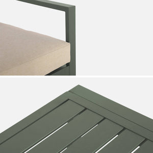 Salotto da giardino in alluminio, 4 posti, verde kaki