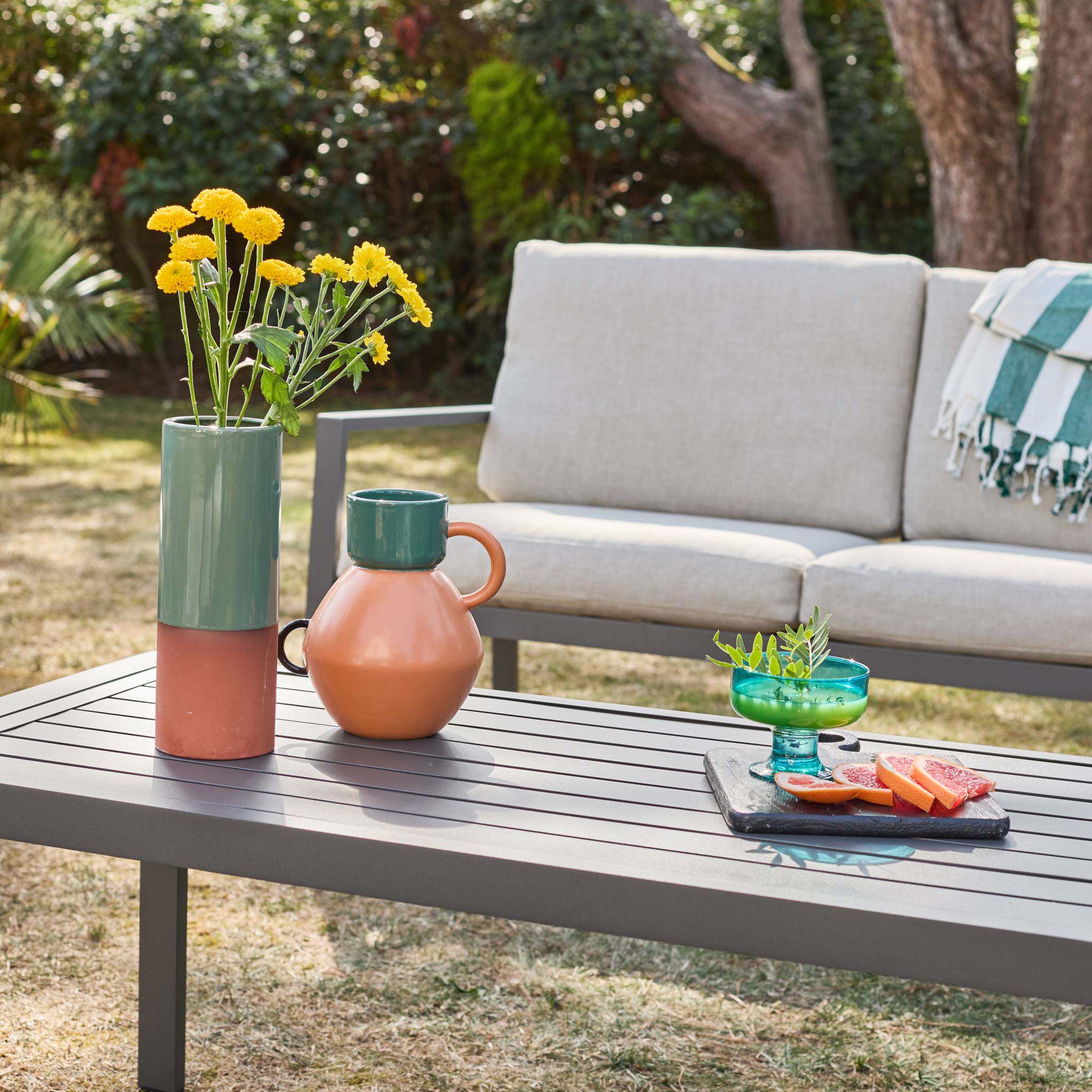 Salotto da giardino in alluminio, 4 posti, antracite