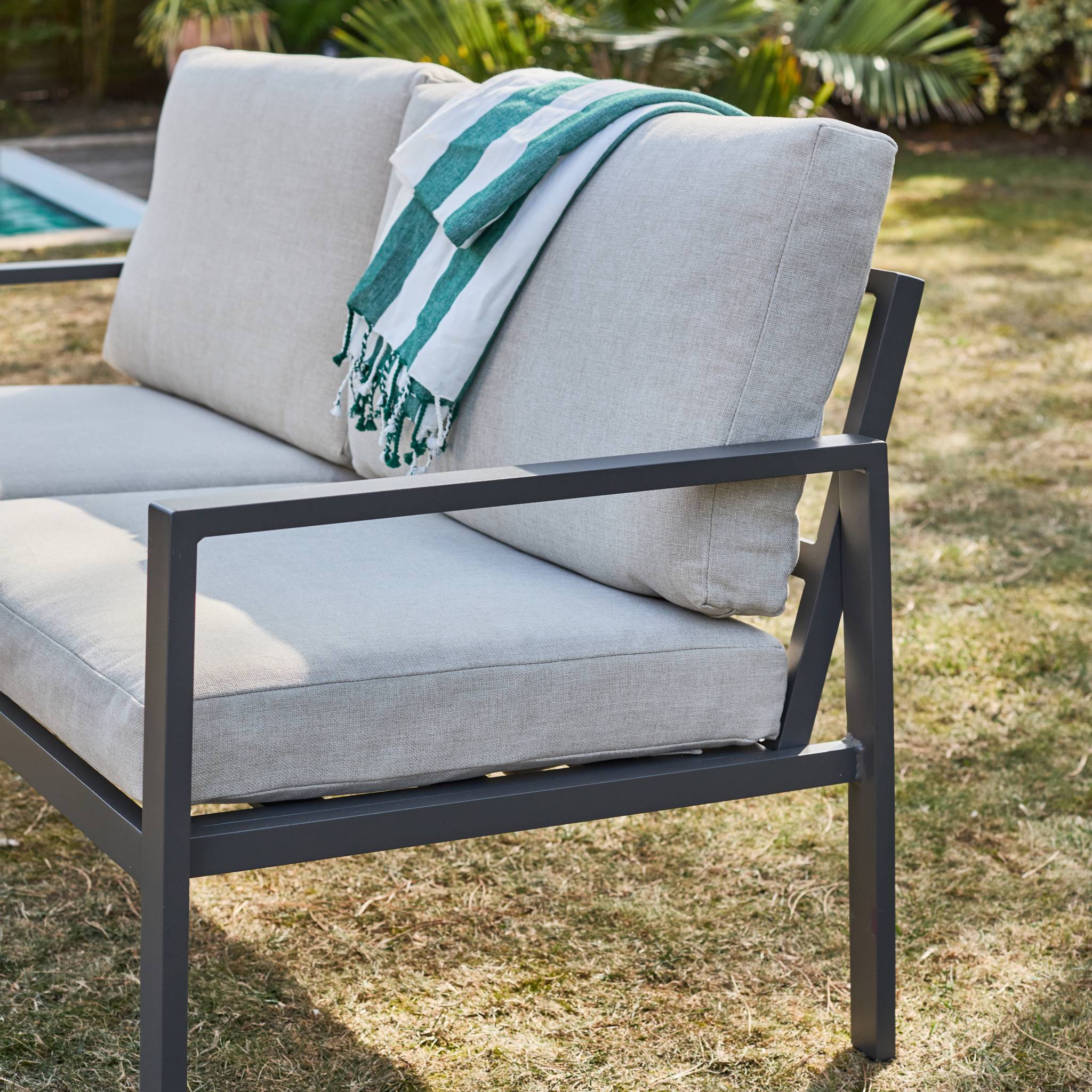 Salotto da giardino in alluminio, 4 posti, antracite