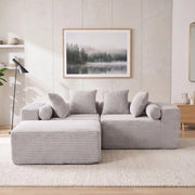 Divano angolare con chaise longue ¨C Minimal ¨C grigio in tessuto chenille