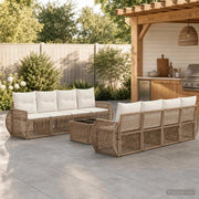 Set Divano da Giardino 9 pz Beige polyrattan 3435363
