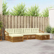 Set divani 6 pcs Naturale e Crema Legno di Acacia Massello