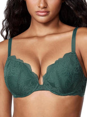Sostegno Push Up con Bordo e Coppe Preformate - Cup Completo - Lingeria Donna - Reggiseno Nero con Ferro Anterior