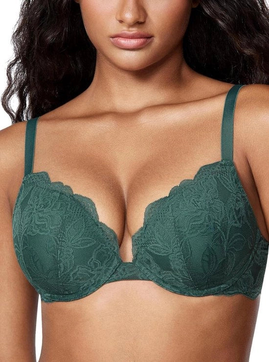 Sostegno Push Up con Bordo e Coppe Preformate - Cup Completo - Lingeria Donna - Reggiseno Nero con Ferro Anterior