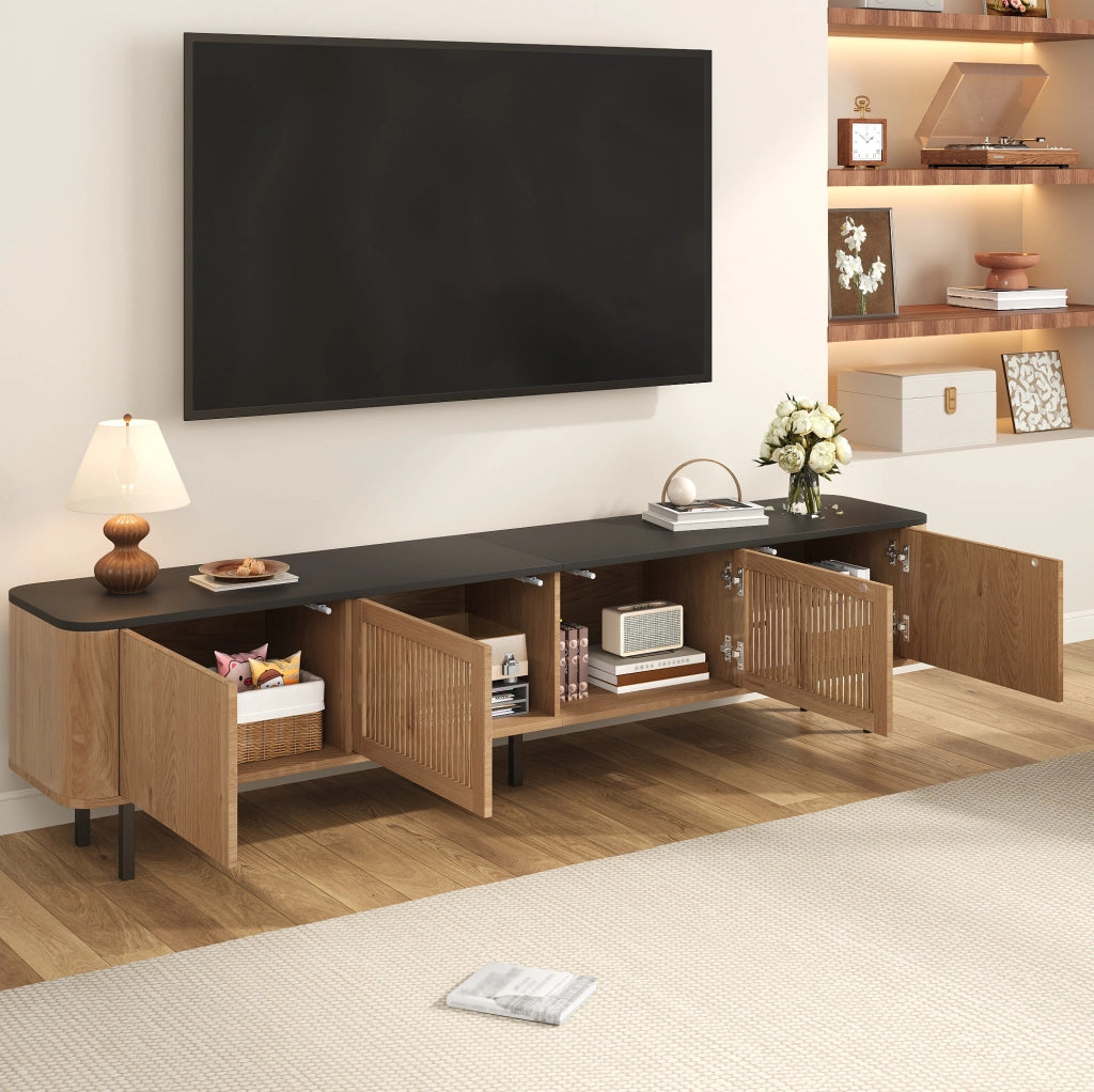 Mobile TV moderno 190x35x45 cm in MDF e pannelli di particelle; colore rovere