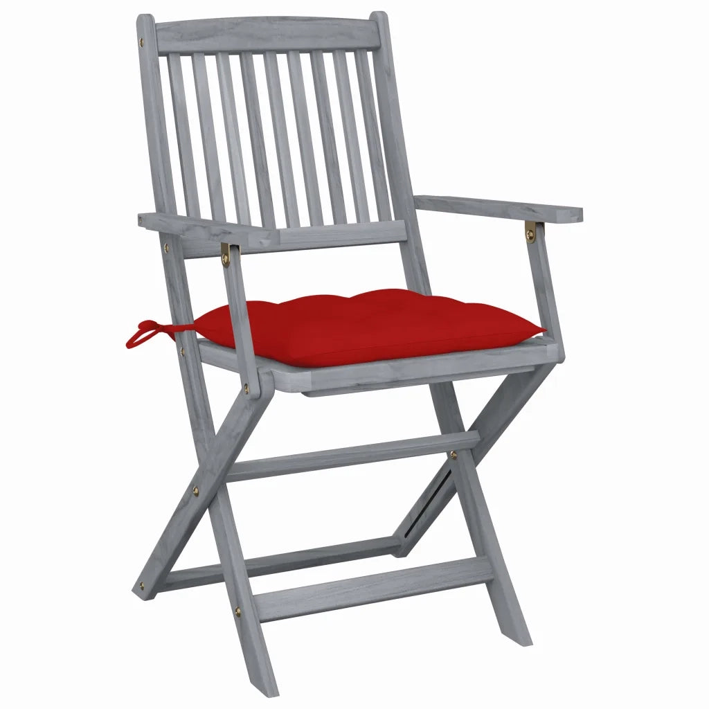 Sedie da Giardino Pieghevoli 4pz con Cuscini in Massello Acacia 3064530