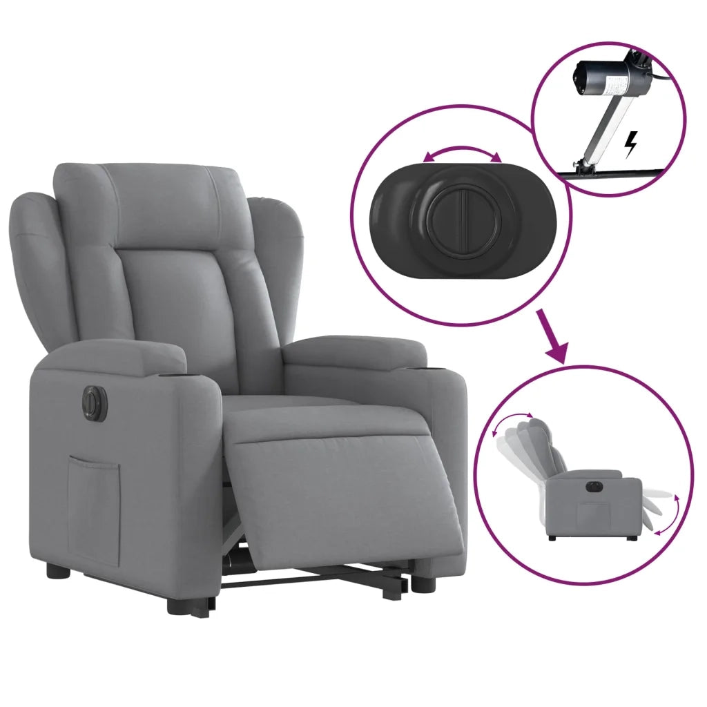 Poltrona Reclinante Alzapersona Elettrica Grigio Chiaro Tessuto 3204506
