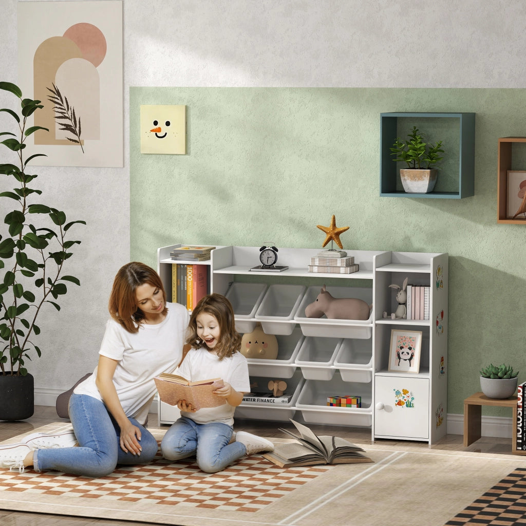 Scaffale per giocattoli bambini con 8 bacs ¨C zephmum ¨C bianco 140x30x90
