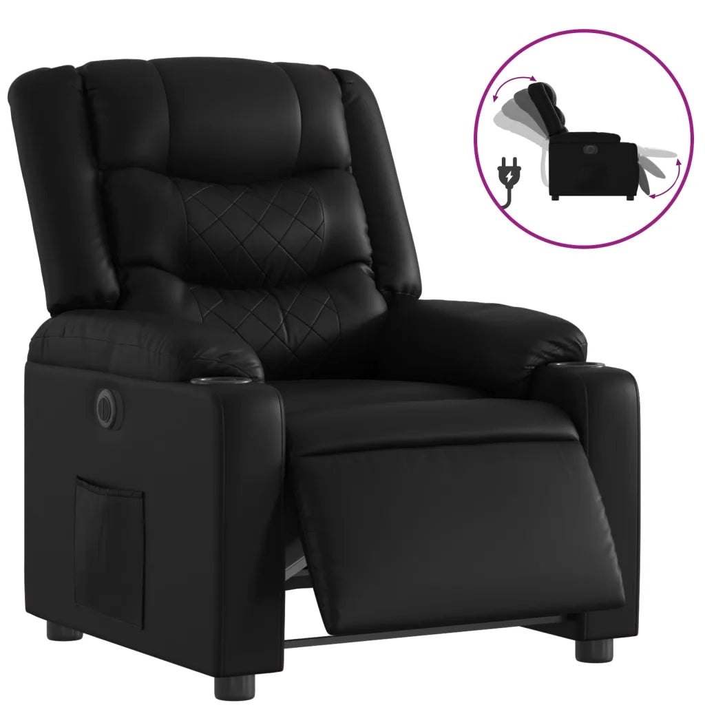 Poltrona | Sedia Relax Reclinabile Elettrica Nera in Similpelle