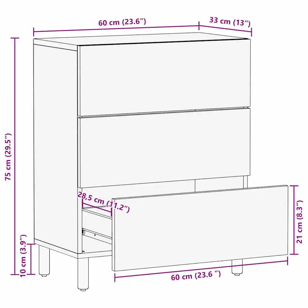 Credenza Finitura Marrone Acacia 60 x 33 x 75 cm 4017903