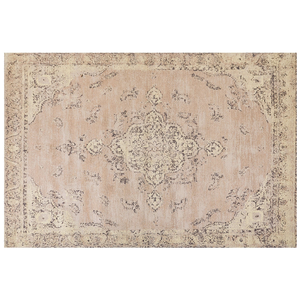 Tappeto in cotone beige 200 x 300 cm con effetto invecchiato stile orientale camera da letto soggiorno