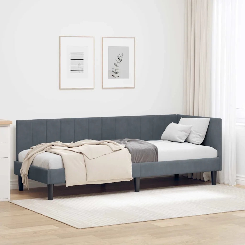 Cornice del letto ad angolo Grigio scuro 80 cm x 200 cm Velluto