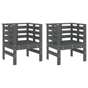 Sedie da Giardino 2 pz | Sedie da Esterno Grigie 61,5x53x71cm Legno Massello Pino