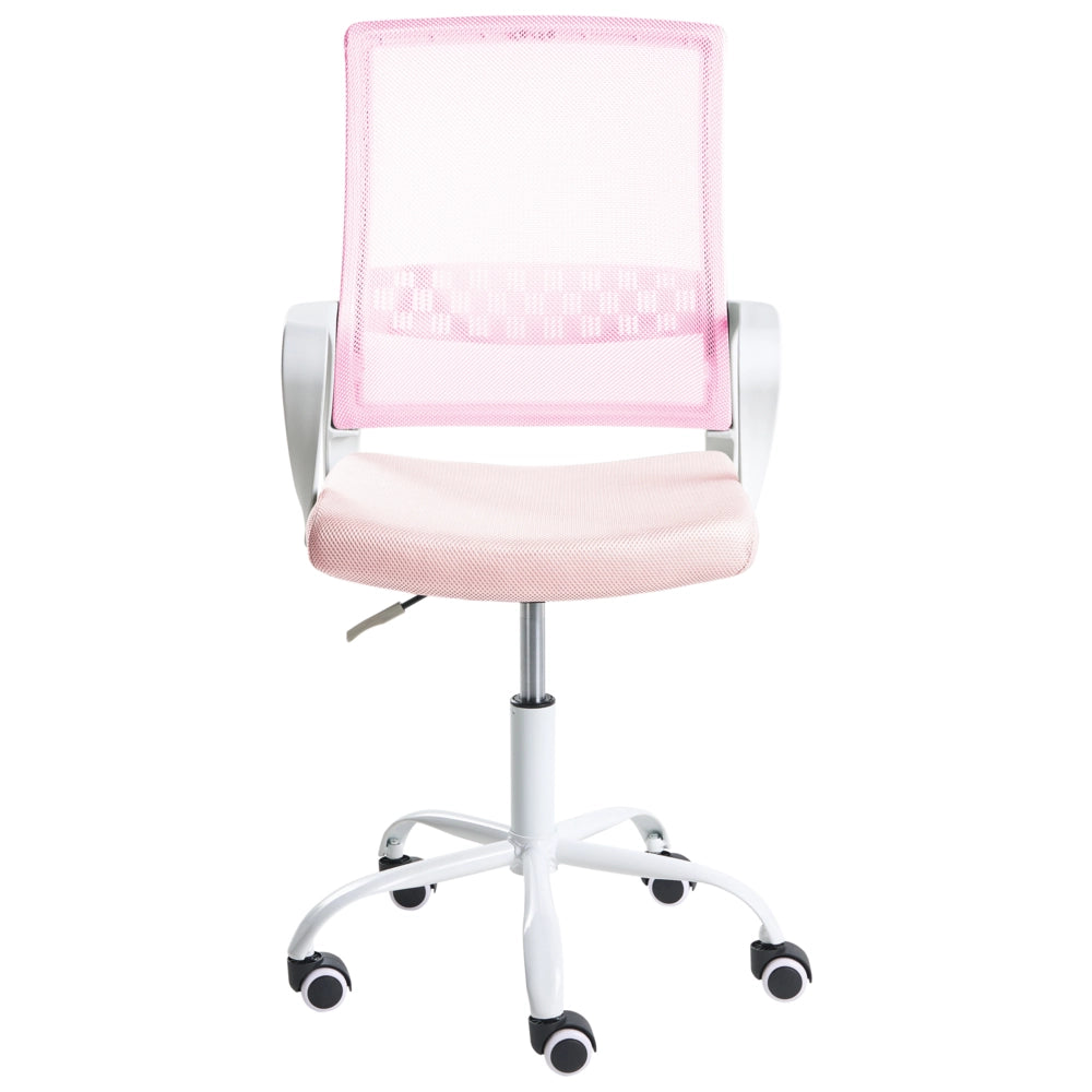 Sedia da ufficio in tessuto a rete rosa pastello imbottitura regolabile in altezza girevole da scrivania per computer per ufficio domestico