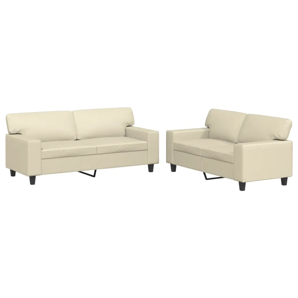 Set di Divani 2 pz Crema in Similpelle 3201915
