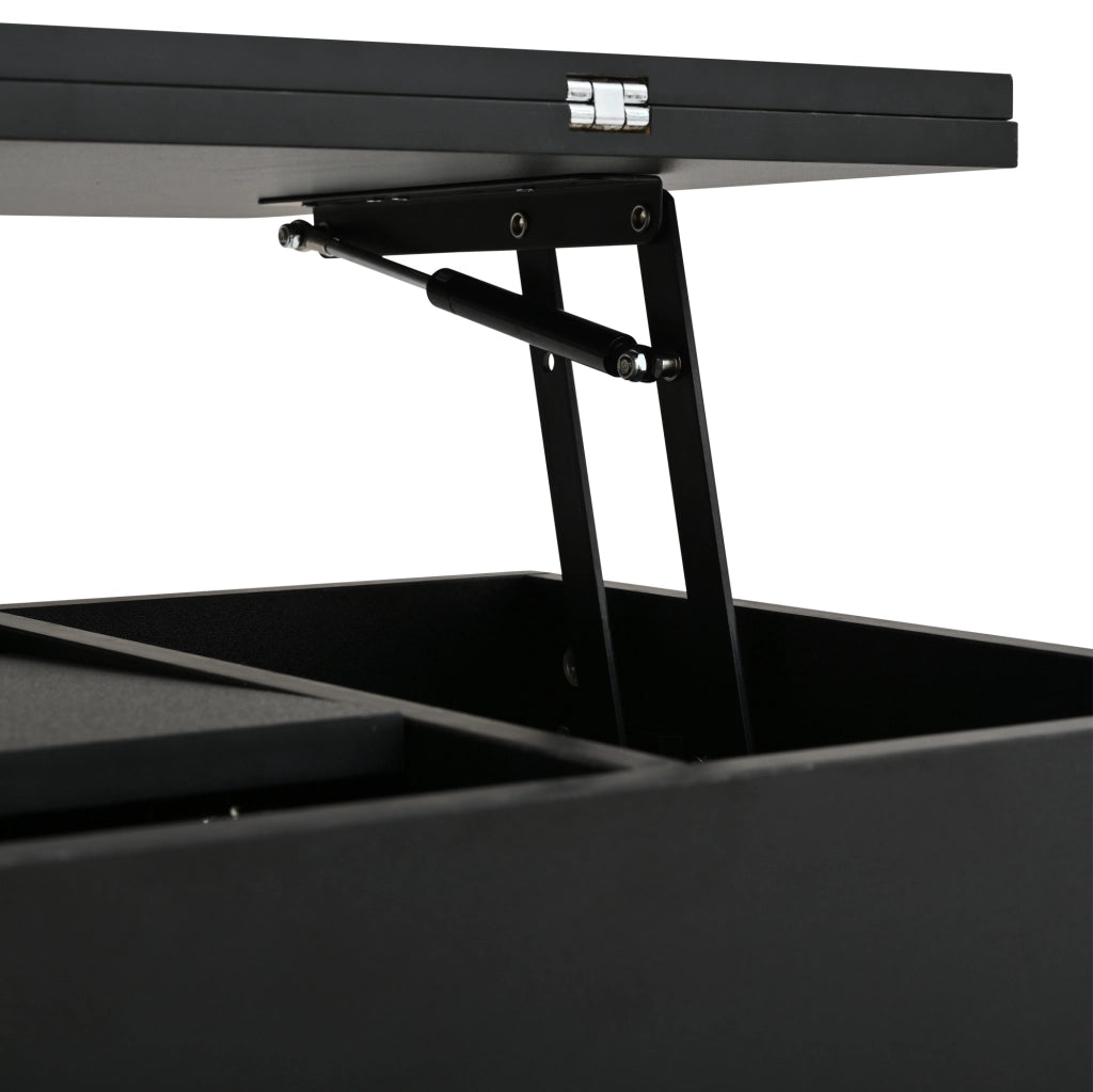 Tavolino rialzabile 100x50x51.5 cm con LED e vano portaoggetti in truciolato nero