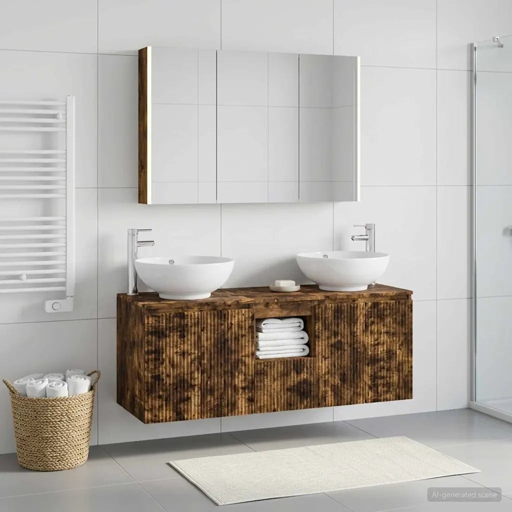 Set di Armadi da Bagno 4 pcs Rovere Fumo Legno ingegnerizzato 3406507