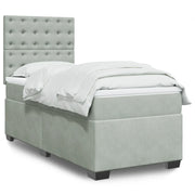 Giroletto a Molle con Materasso Grigio Chiaro 90x190 cm Velluto 3290798