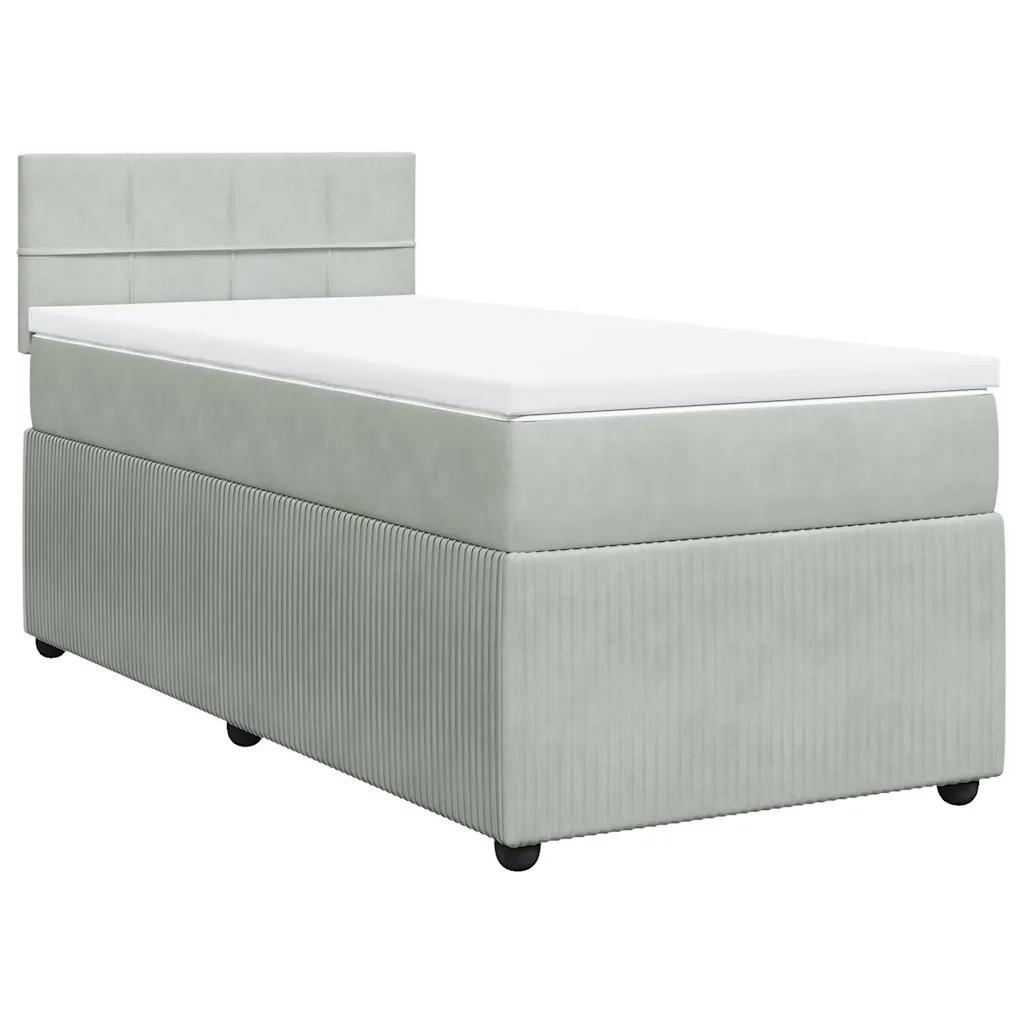 Giroletto a Molle con Materasso Grigio Chiaro 90x200 cm Velluto
