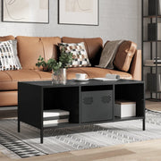 Tavolino Nero 101,5x50x43,5 cm in Acciaio Laminato a Freddo 851274