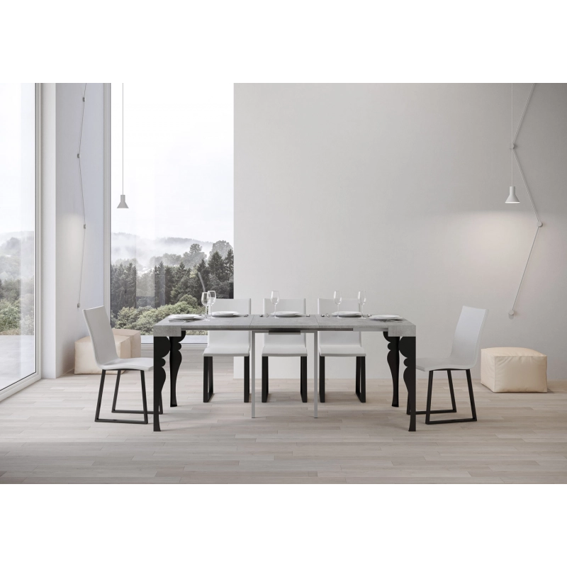 Consolle allungabile 90x40/196 cm Paxon Small telaio Antracite - Cemento