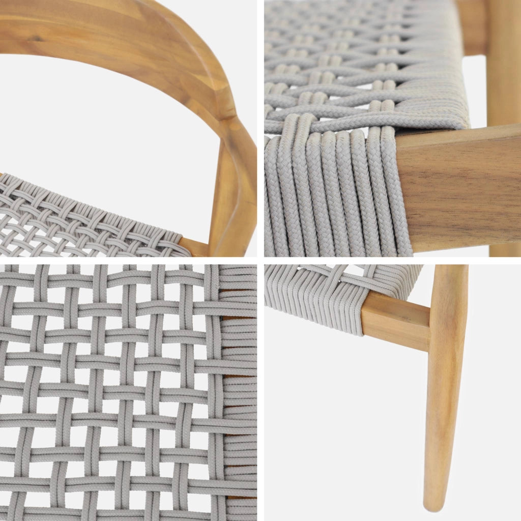 Set tavolo da giardino estensibile in legno di acacia con 6 sedie,