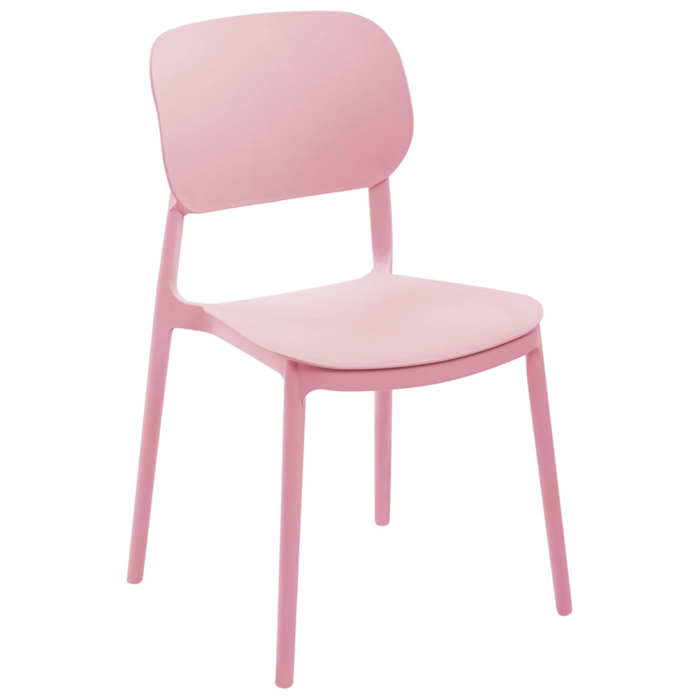 Set di 4 sedie da giardino in plastica sintetica impilabili per esterni rosa sedie impilabili e leggere