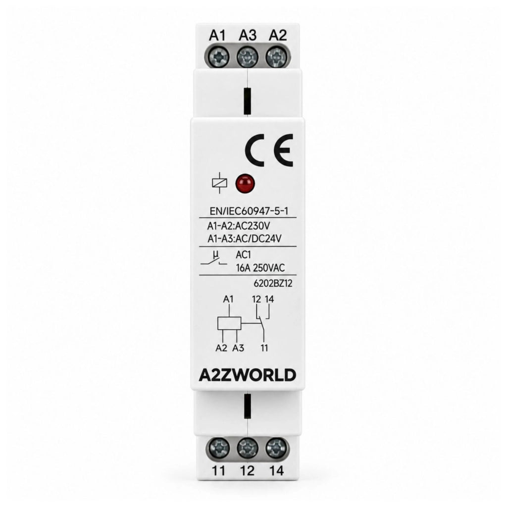 Relè Intermedio Modulare AC230V AC/DC24V, per Guida DIN, Indicatore LED, 1 Modulo, Contatti SPDT, per Automazione Quadri Elettrici (16A)