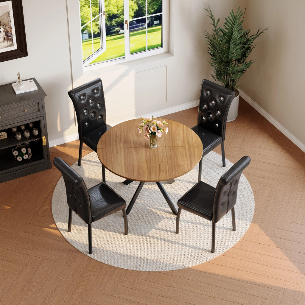 Set 2 Sedie da Pranzo ¨C MINIMAL ¨C Nero, Similpelle con Bottoni e Gambe in Metallo