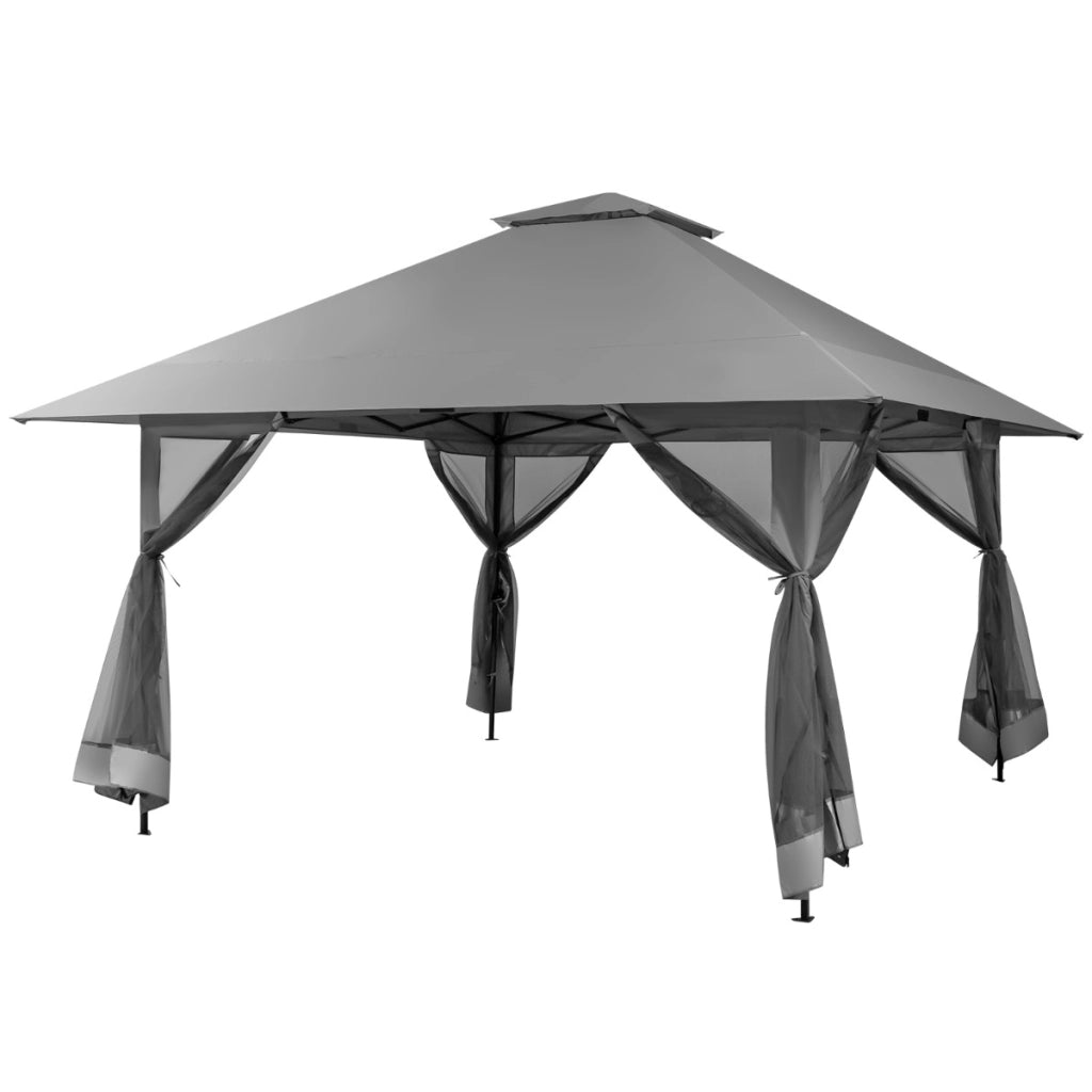 Tettoia pop-up per gazebo con altezza regolabile borsa da trasporto con rotelle, Riparo portatile 400x400cm Grigio-Gazebo
