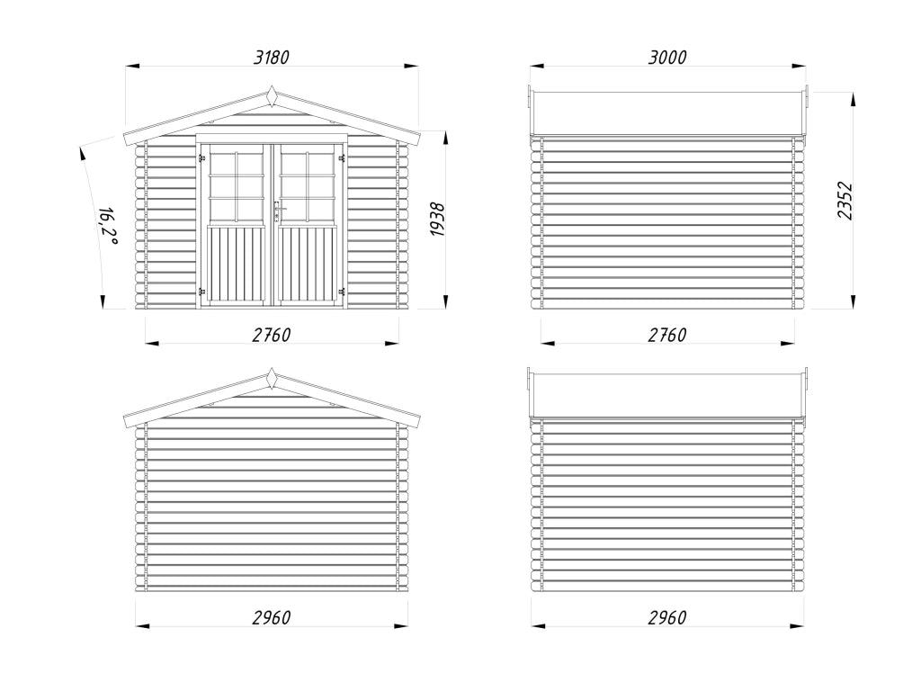 Casetta in legno non trattato Astrid 296X296