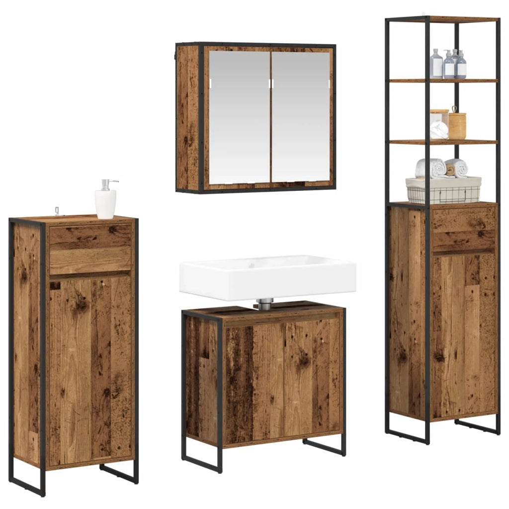Set di mobili per il bagno Legno vecchio Legno multistrato
