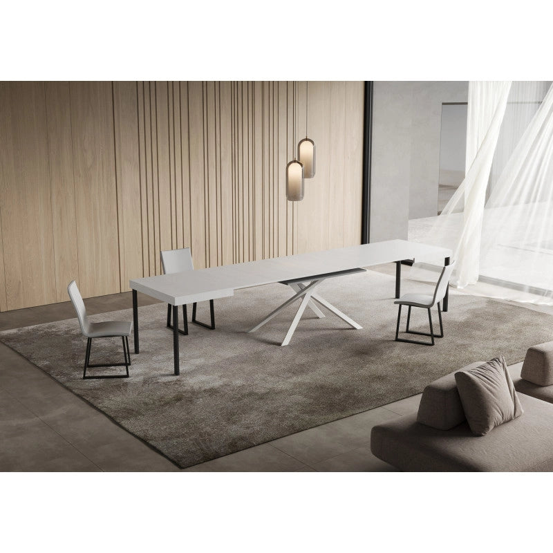 Tavolo allungabile 120/380x90 cm Niket telaio Bianche - Bianco Frassino